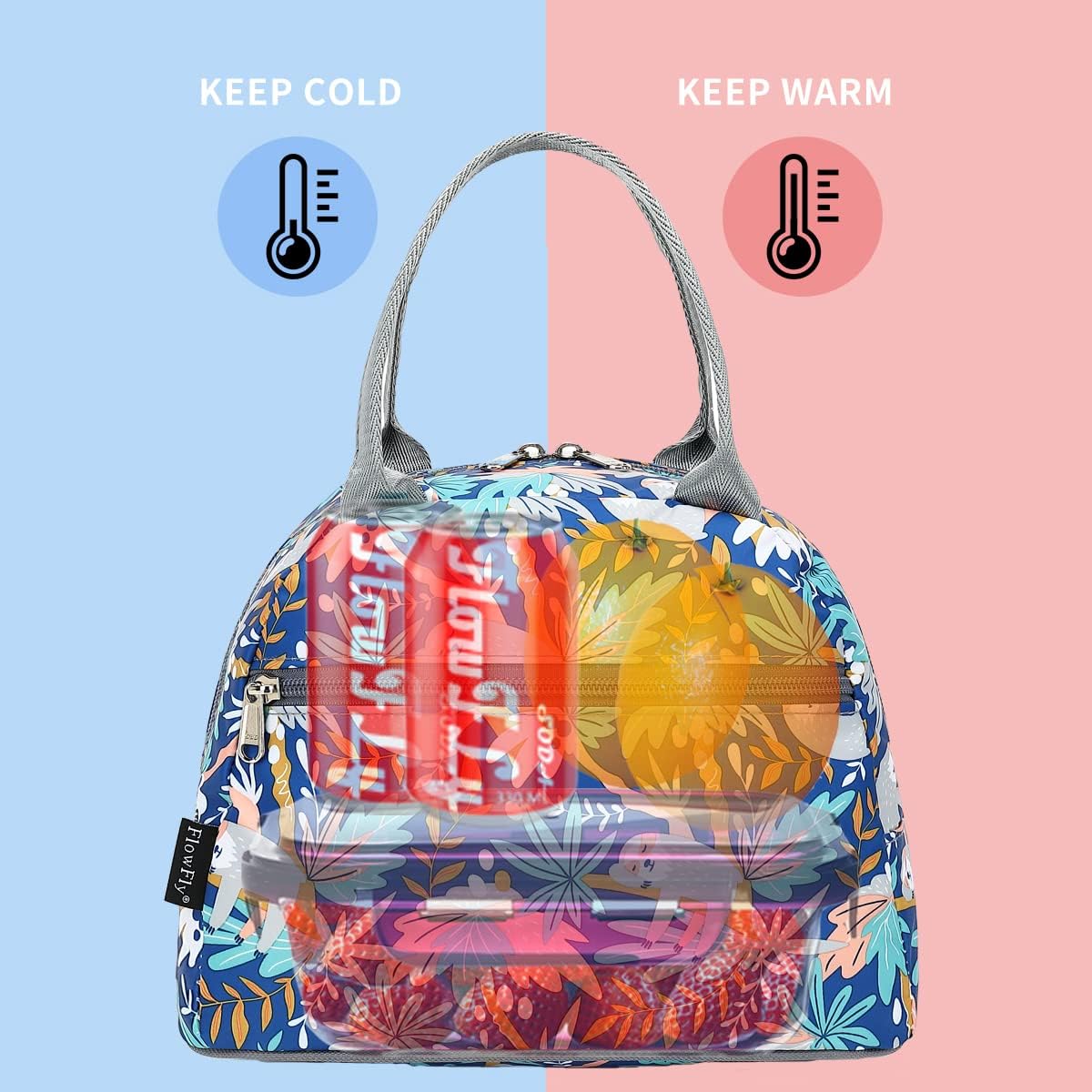 FlowFly Insulated Lunch Cooler Bag - Tote Bag Organizer for Women/Men, Black - Colors B