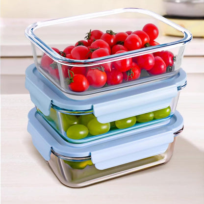 Glass Food Storage Containers with Lids, Airtight Meal Prep Containers, 4 Pack Set with Multiple Sizes (Purple)