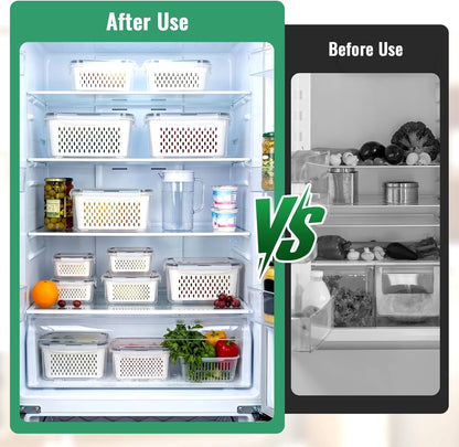 3 PCS Fruit Storage Containers for Fridge Food Berry Storage Container Set with Removable Strainer Lid Berries Container for Fridge BPA-Free Plastic Crisper for Long-Term Freshness