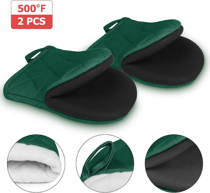 Goldmeet Mini Oven Mitts 2-Pack, 7"x5.5", 500°F Silicone Grip, Gray