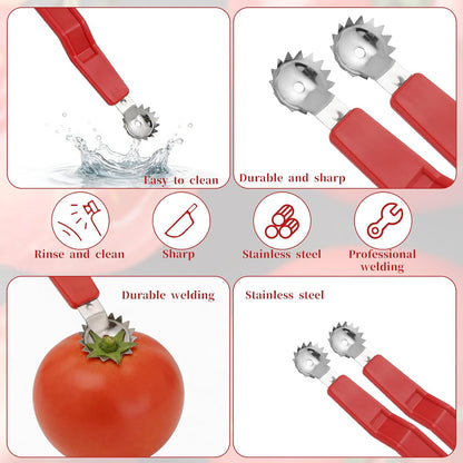 JJUNW 4Pcs Strawberry Huller, Stainless Steel Tomato Corer, Strawberry Huller Stem Remover Corer Tool Kitchen, Canning Supplies for Fruit and Vegetable