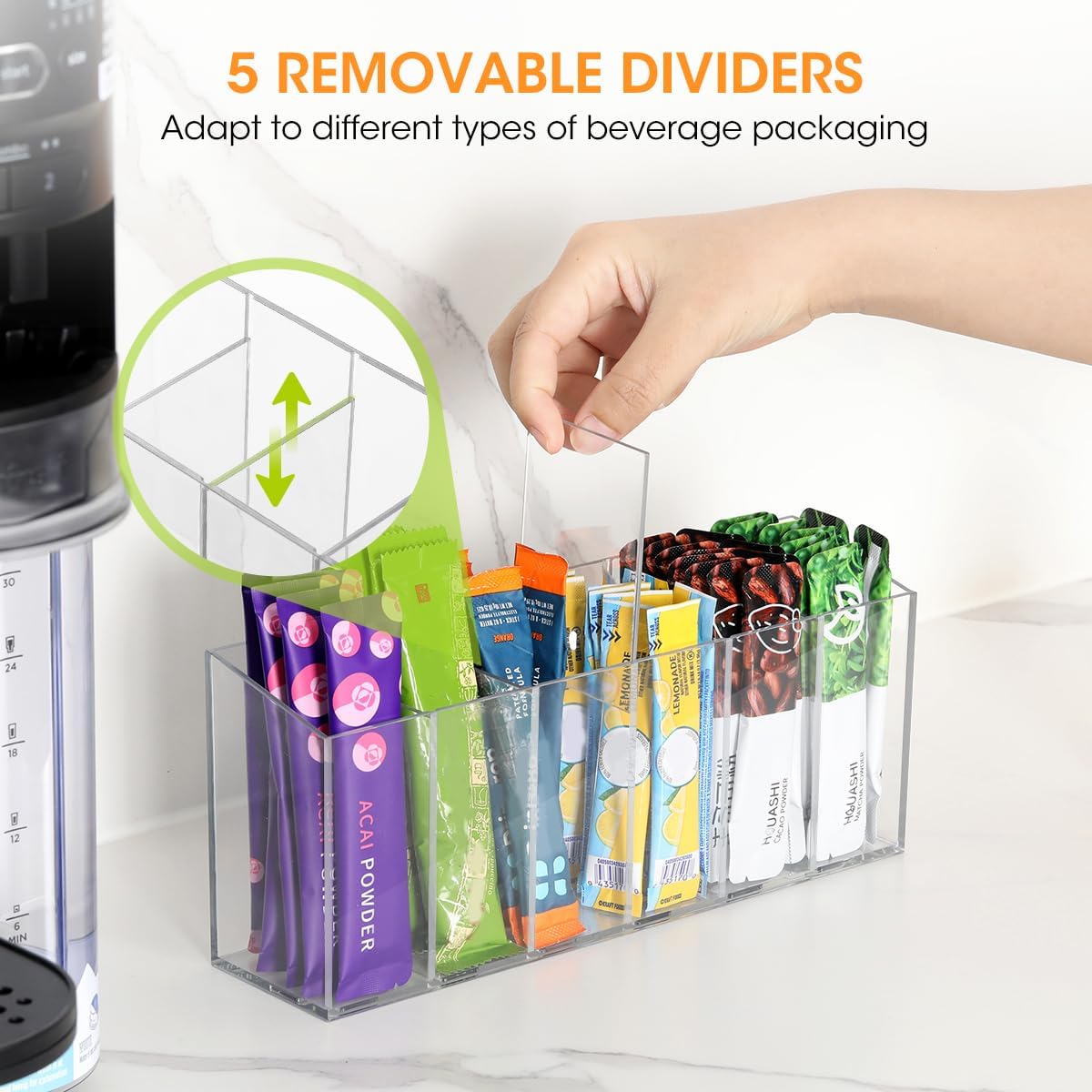 AIEVE Extra Large Drink Packet Organizer, 360° Lazy Susan Rotating Turntable for Larger Powder Drink Mix, Hydration Packets Acrylic Pantry Organizers for Kitchen Storage Organization