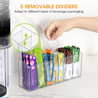 AIEVE Extra Large Drink Packet Organizer, 360° Lazy Susan Rotating Turntable for Larger Powder Drink Mix, Hydration Packets Acrylic Pantry Organizers for Kitchen Storage Organization