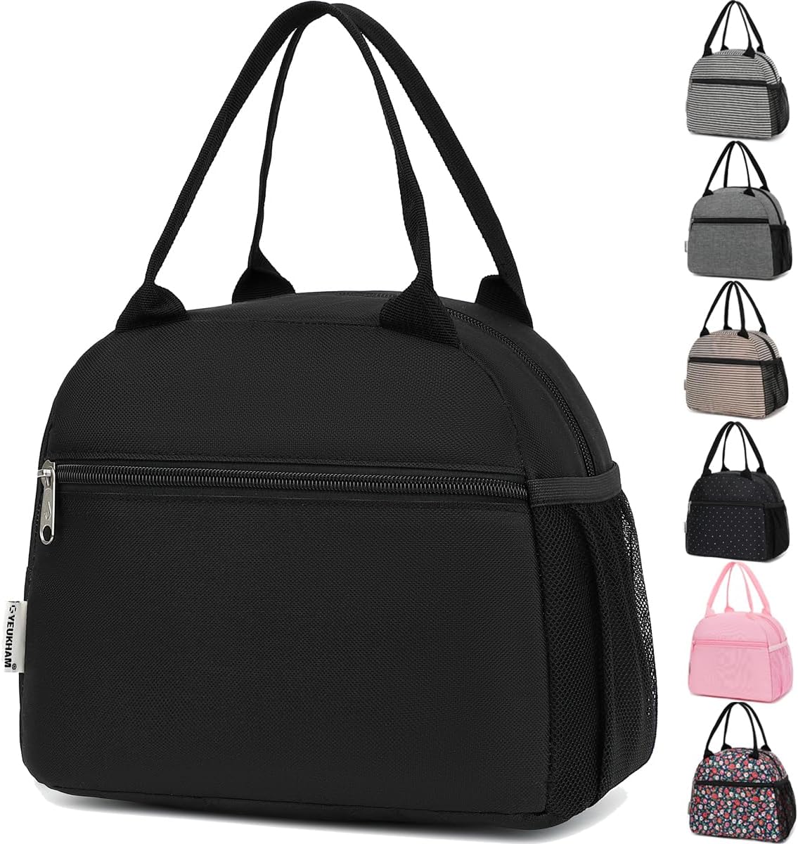 GYEUKHAM Lunch Bag Women, Lunch Box for Adult Men Kids Girls, Small Cute Lunchbox Tote Large Capacity Insulated Lunch Container Cooler for Work School Picnic Travel, Black White Stripes