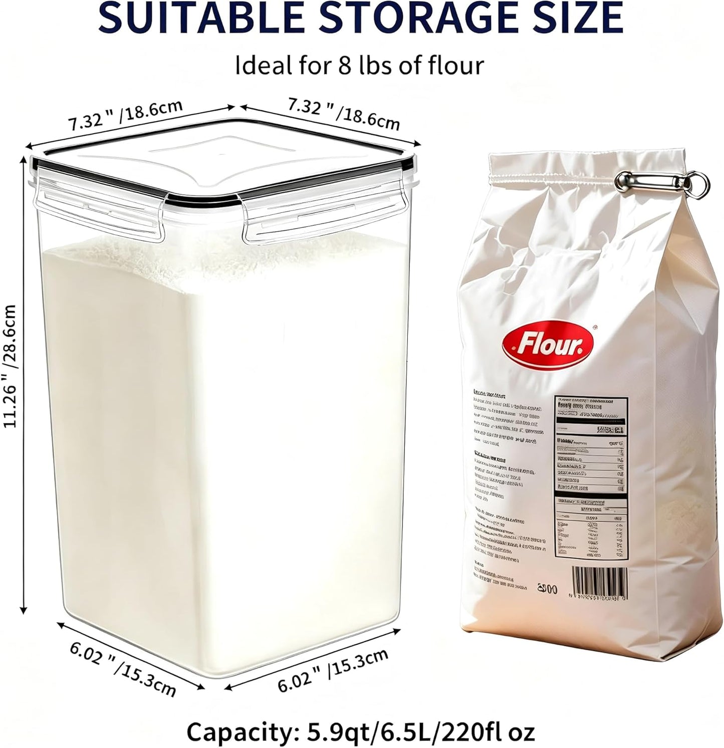 Airtight Food Storage Containers with Lids, BPA Free Clear Pantry Storage Container for Kitchen Food Pantry Organizers and Storage, Plastic Pantry Organiser for Cereal,Flour and Sugar 42 pack