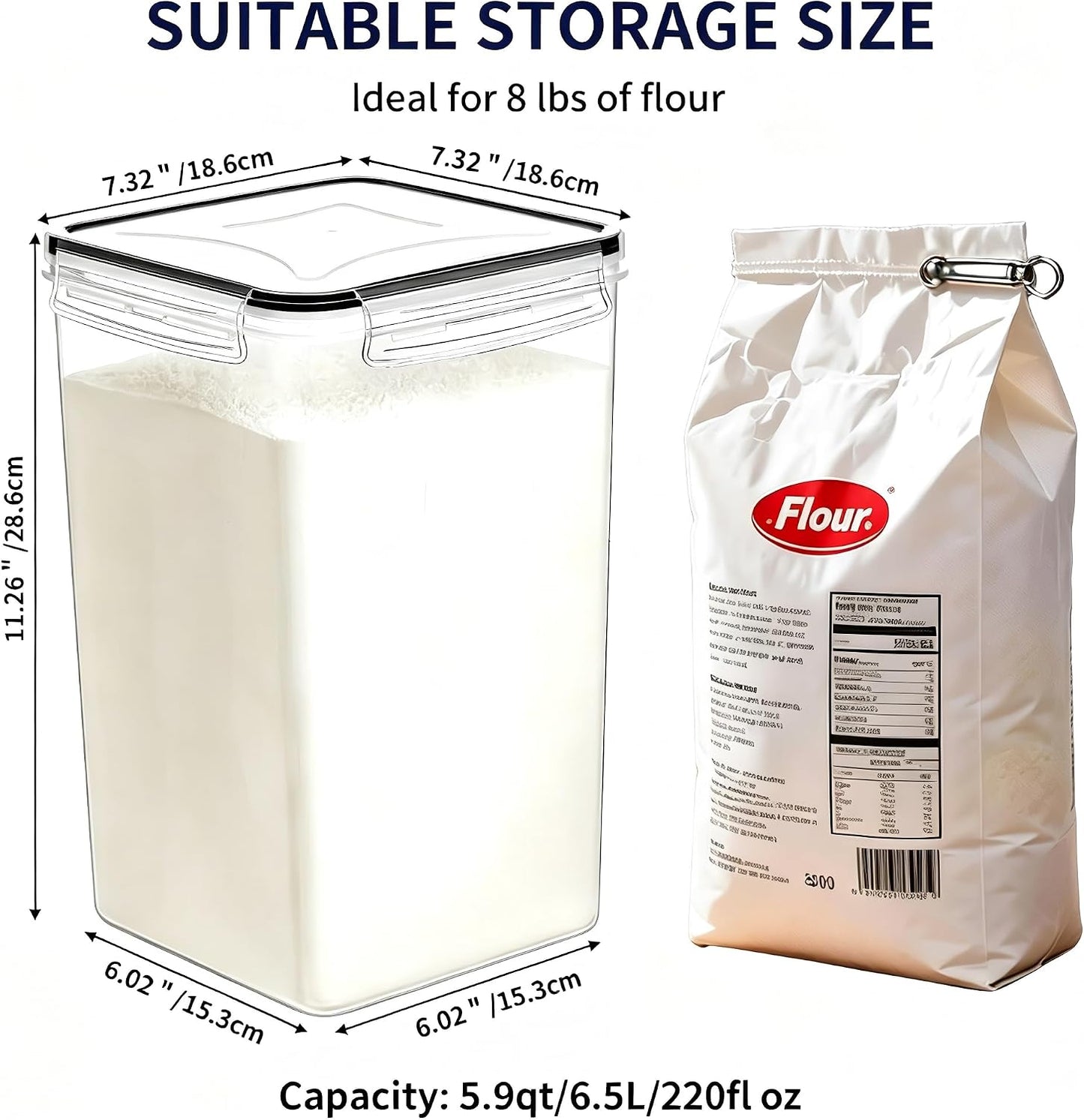 42pcs Airtight Containers, Clear Stackable Dry Food Storage | 42pk clear airtight containers with tight lids keep dry food fresh. Safe plastic, stackable for pantry kitchen storage