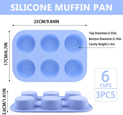 3-Pack 6-Cup Silicone Muffin Pans, Nonstick Cupcake Baking Molds, Muffin Cupcake Pans Molds for Baking, BPA/PFA-Free, Dishwasher & Oven Safe Pumpkin