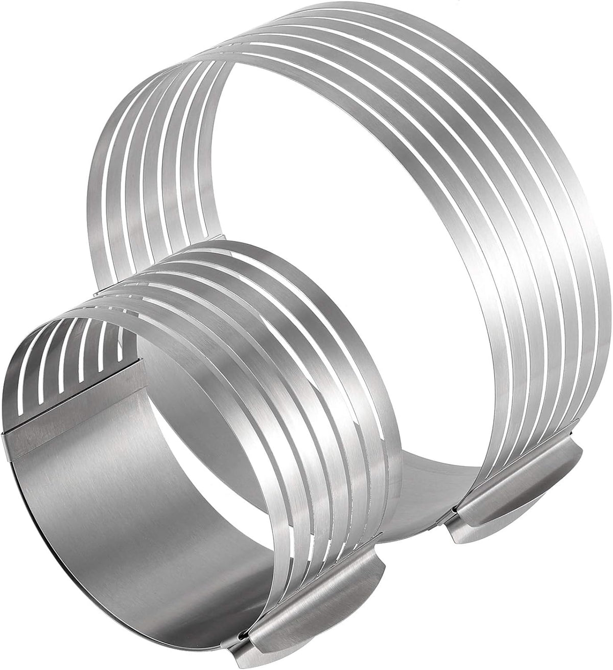 2 Pack Cake Slicer, Stainless Steel Cake Cutter Leveler 7-Layer 6-8 inch and 9-12 inch Adjustable Cake Ring Molds for Baking, Cutting and Slicing Cakes - Silver