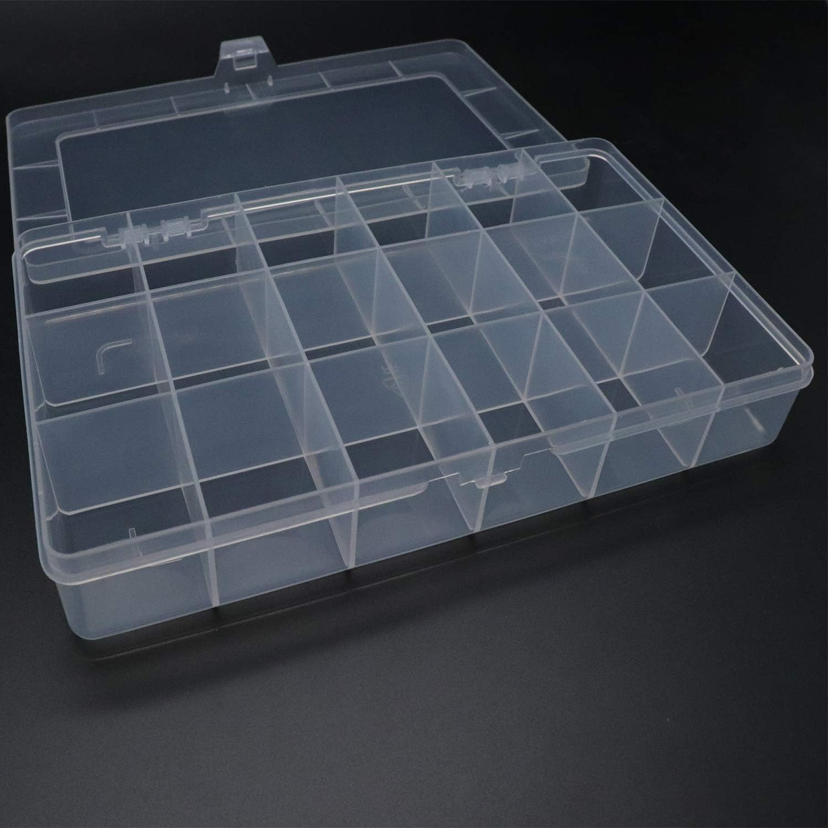Xiaoyztan Clear Plastic Organizer, 12 Grids with Adjustable Dividers, Jewelry Box Bead Storage Container for Small Parts, Fishing Tackle, DIY Crafts, and Earrings