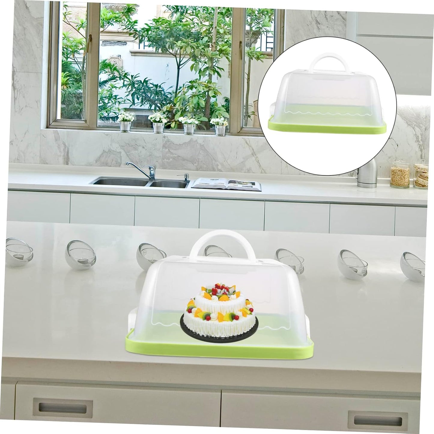 Square Cake Carrier Cover Portable Cake Carrier Cake Storage Box Handle Blue 8 Inch