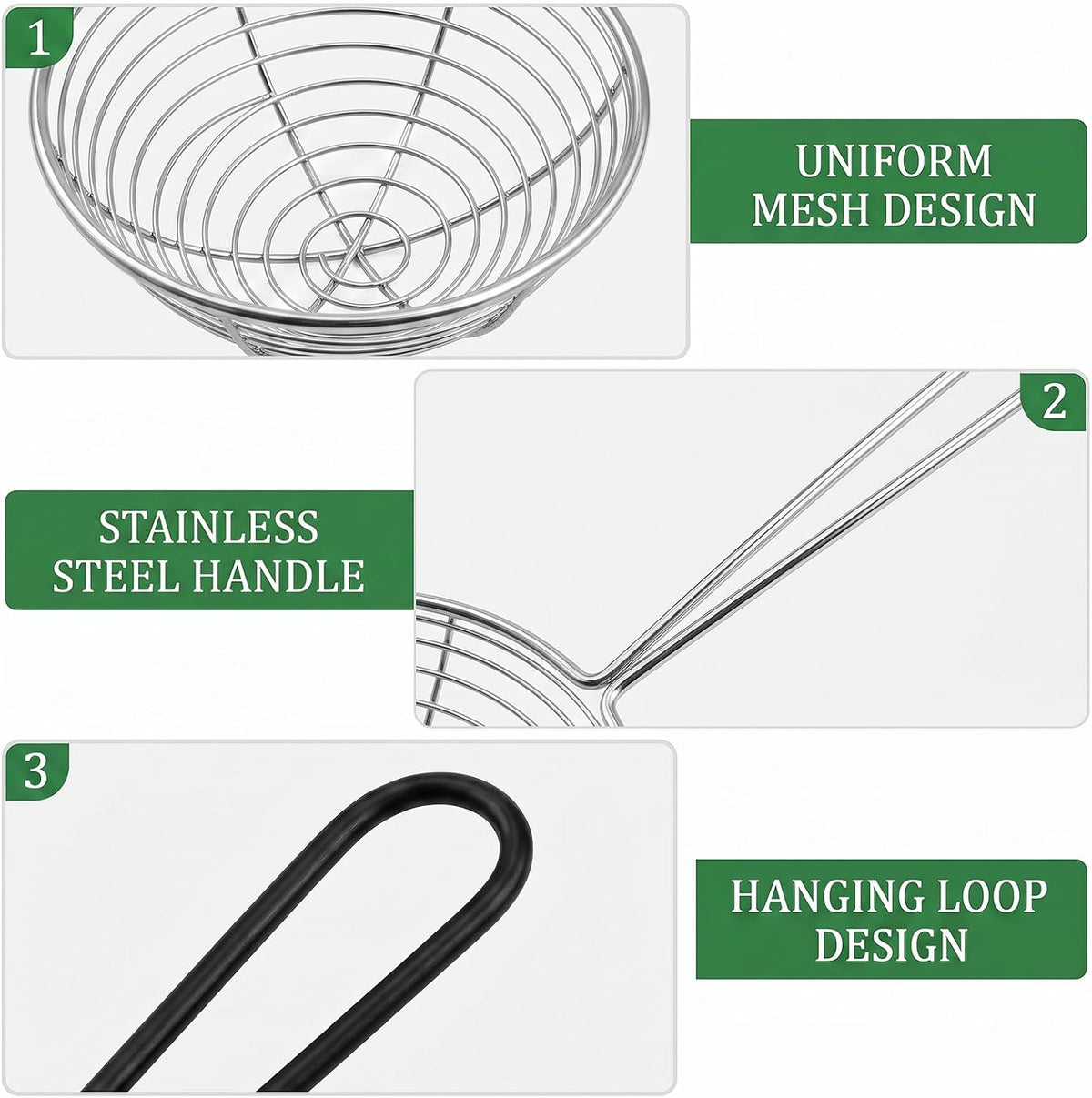 2Pcs Stainless Steel Strainer Spoons Boba Spoon Scoop Hot Pot Strainer Spoons Ladle Wire Cooking Skimmers Spoon