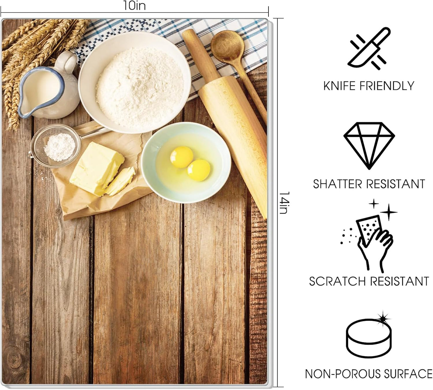 JAMBALAY Tempered Glass Cutting Boards for Kitchen, Gold 12"x8" & 16"x12" Glass Cutting Board Set with Marble Design, With Non Slip Foot, Shatter and Heat Resistant, Dishwasher Safe
