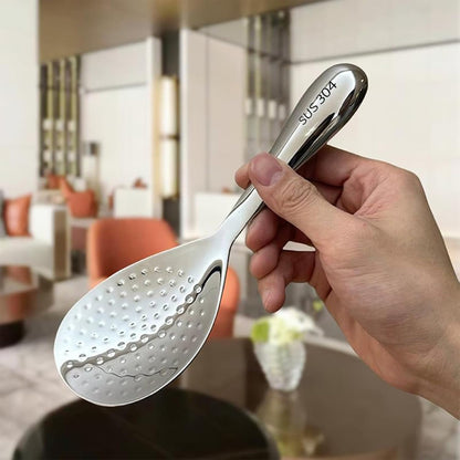 Comicfs Rice Paddle Spoon 304 Stainless Steel Thickened Rice Spoon Rice Spatula Non Stick Rice Scooper for Rice Mashed Potato Salads, Apply for Kitchen Home Restaurant Hotel Serving (Bright)