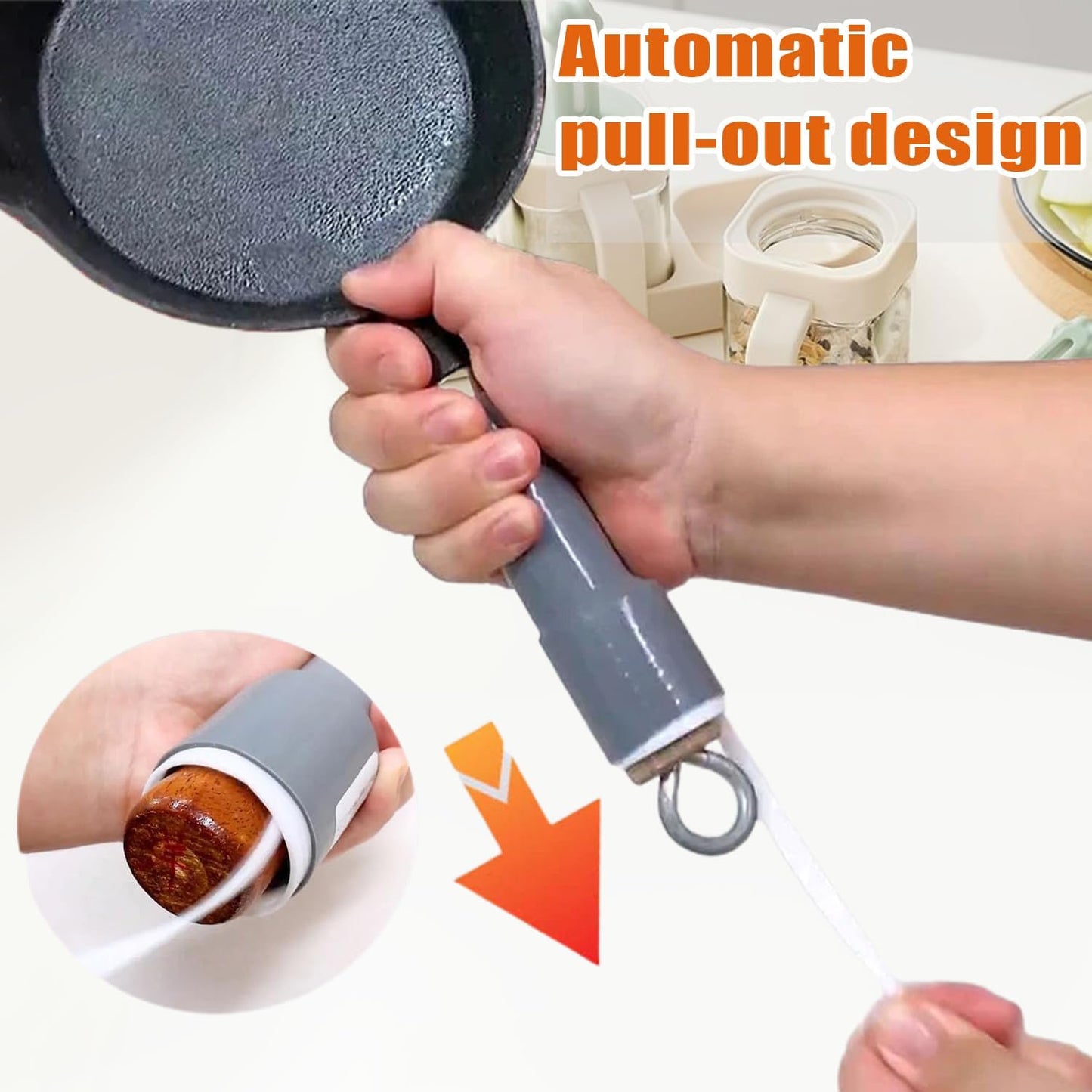 3 Pcs Silicone Pot Handle Cover Heat Resistant, Cast Iron Handle Cover Retractable Silicone Pot Handle Sleeve for Cast Iron Frying Pan Handle Holder (1.6 x 7.5 Inch, L), Gray