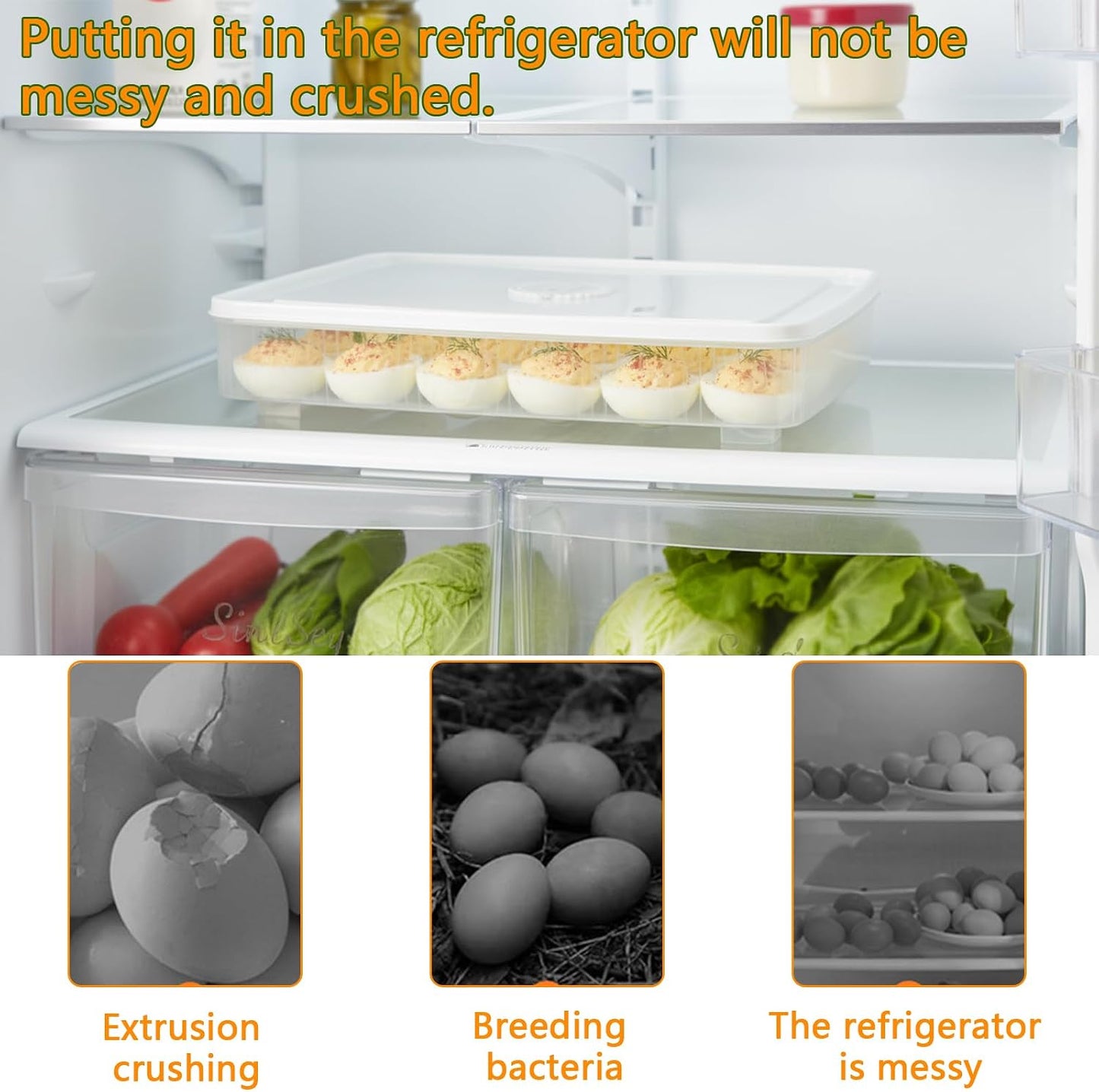 3Tier Deviled Egg Containers with Lid,Plastic Egg Container for Refrigerator with Handle,Deviled Egg Carrier for 72 Eggs,Kitchen,Festival Party, Stackable Egg Holder for Fridge (White)