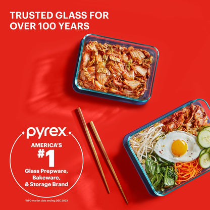 Pyrex Simply Store (12-Pack) Glass Food Storage Containers Set, (1, 2, & 3 Cup) Meal Prep Containers with Plastic BPA-Free Lids, Dishwasher & Microwave Safe