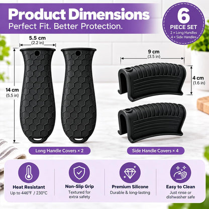 10Pcs Cast Iron Handle Cover, Silicone Pot Holders