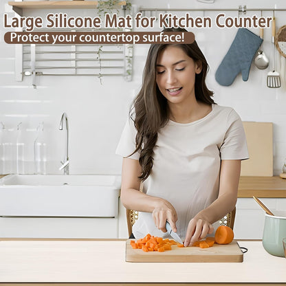 Extra Large Silicone Mat 78.7''x23.6''(200cmx60cm), Large Silicone Mats for Kitchen Counter, Multipurpose Heat Resistant Mat, Waterproof Placemat for Countertop Protector, Black