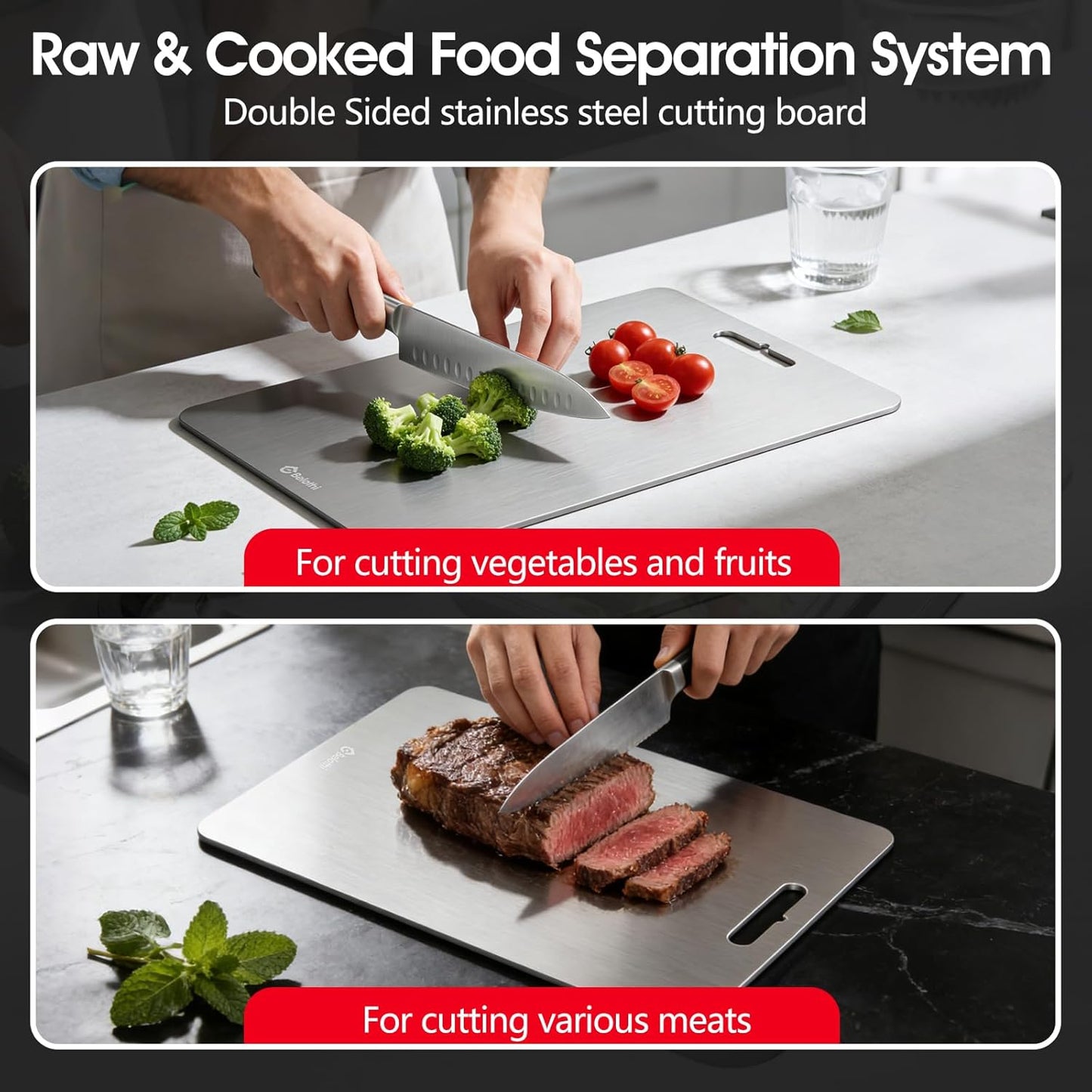 7-in-1 Stainless Steel Grill Prep Trays & Carry System, Large Lidded Marinating Containers with Cutting Board & 2 Food Storage Containers with Lids, Stackable BBQ Grill Accessories for Outdoor Cooking