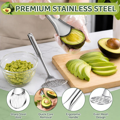 102 Pcs 3-in-1 Avocado Slicer Tool & Masher, Disposable Clear Gloves