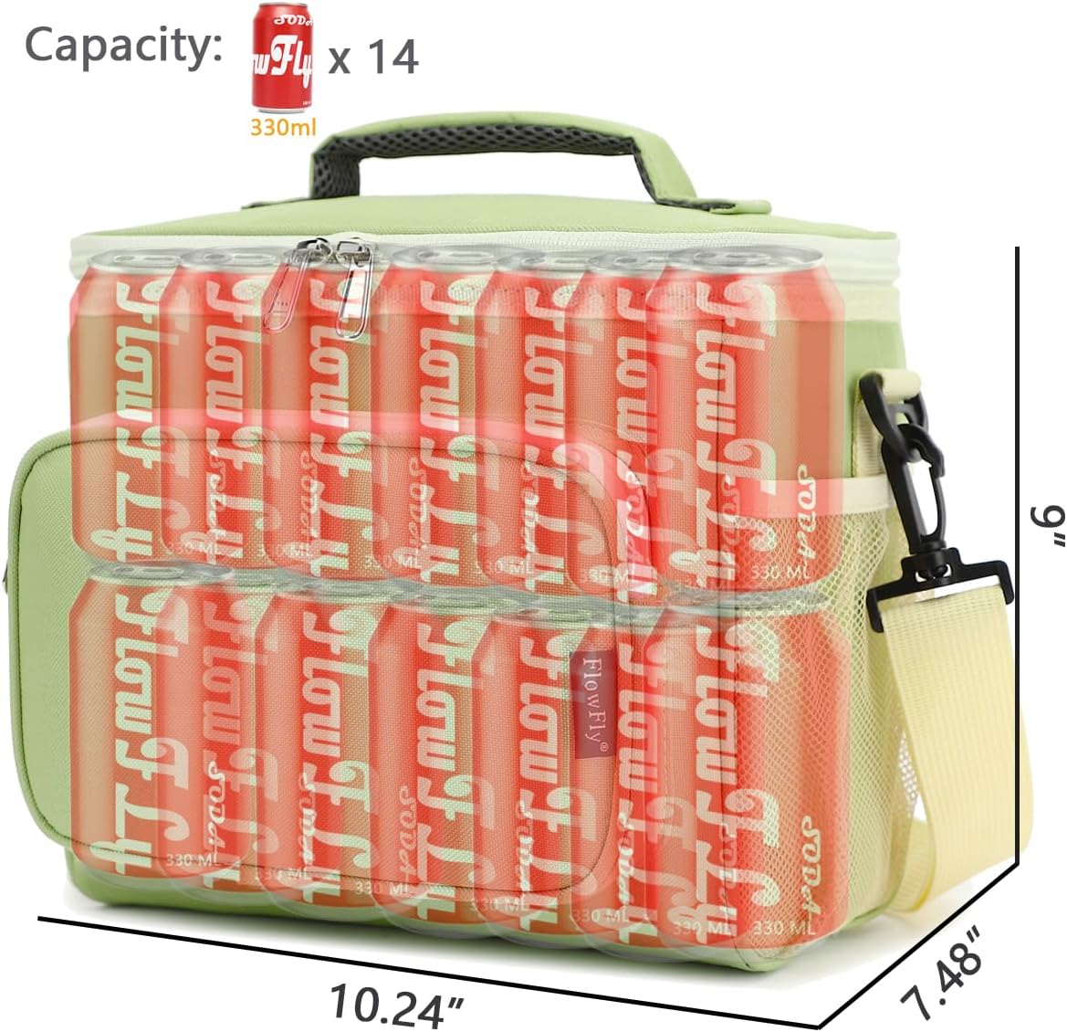 FlowFly Insulated Reusable Lunch Bag Adult Large Lunch Box for Women and Men with Adjustable Shoulder Strap,Front Zipper Pocket and Dual Large Mesh Side Pockets,Cherry - Colors B
