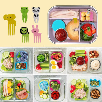12 Pcs Silicone Lunch Box Dividers, 10PCS Food Picks, 6x1.7 oz Salad Dressing Container To Go, Lunch Accessories for Bento Box