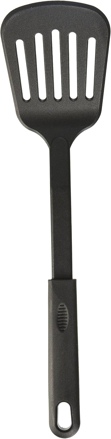 Winco Nylon Slotted Spatula, Black Medium, 12-3/4"