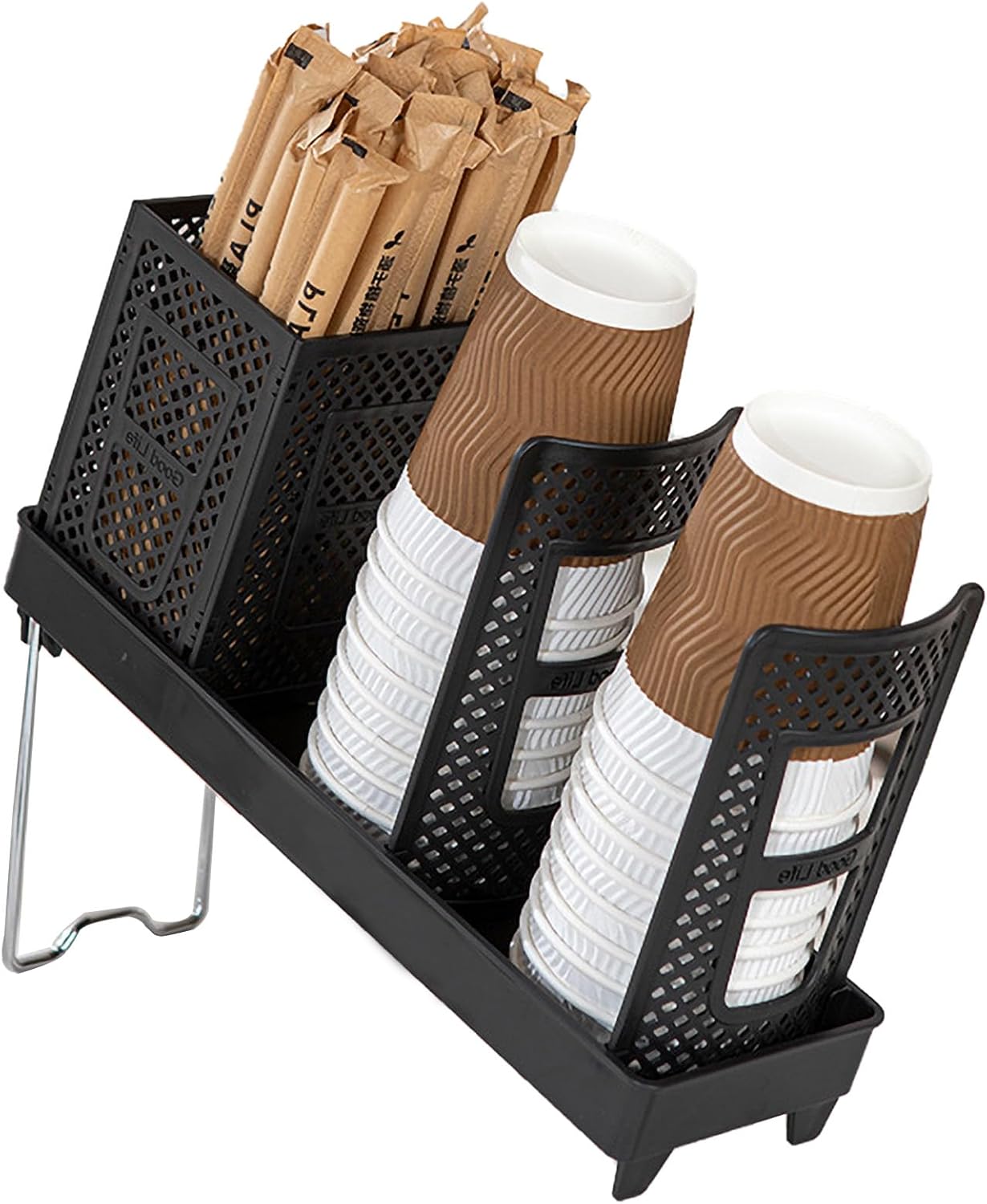 Tirifer Cup and Lid Holder, Disposable Paper Cup Dispenser with Stand, 6 Slots Coffee Cup and Lid Storage Organizer for Coffee Station Bar Office Home Countertop Breakroom Restaurant