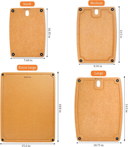 Cutting Boards for Kitchen Dishwasher Safe Eco-Friendly Composite Cutting Board Set of 2, Reversible Chopping Board with Handles & Juice Grooves, Small & Large Cutting Board for Countertop