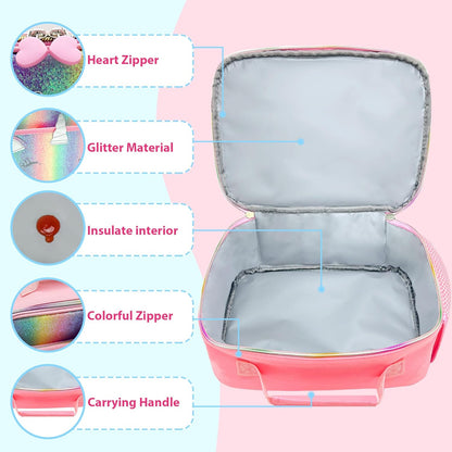 RLGPBON Kids Lunch Bag,Insulated Lunch Box for Girls,Lunch Bag Toddler Teen,School Daycare Cute Travel bags