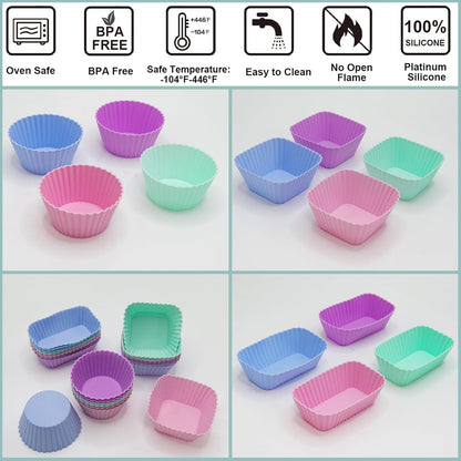 Silicone Cupcake Liners Lunch Box Dividers，Non-Stick Silicone Muffin Cups, Bento Box Accessories for Kids (24Pcs: 4 Color)