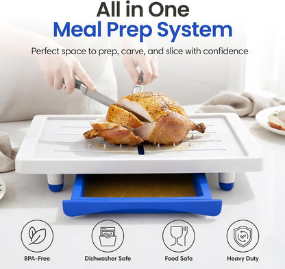 Karving King Large Cutting Board with Juice Groove, Drip Tray & Spikes