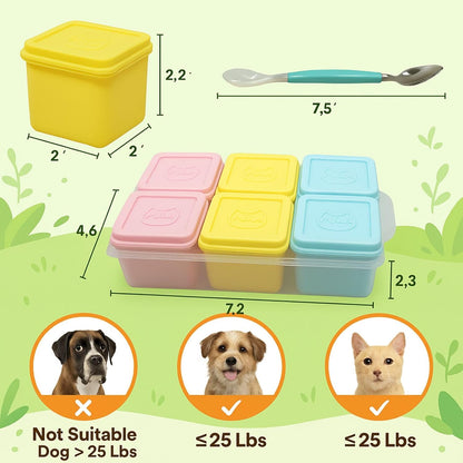 2ME Airtight Pet Wet Food Storage Containers with Lids (4-Pack, 12oz) - Silicone Meal Prep Kit for Dog & Cat Food - Freezer, Microwave & Dishwasher Safe - with Stainless Steel Scoop
