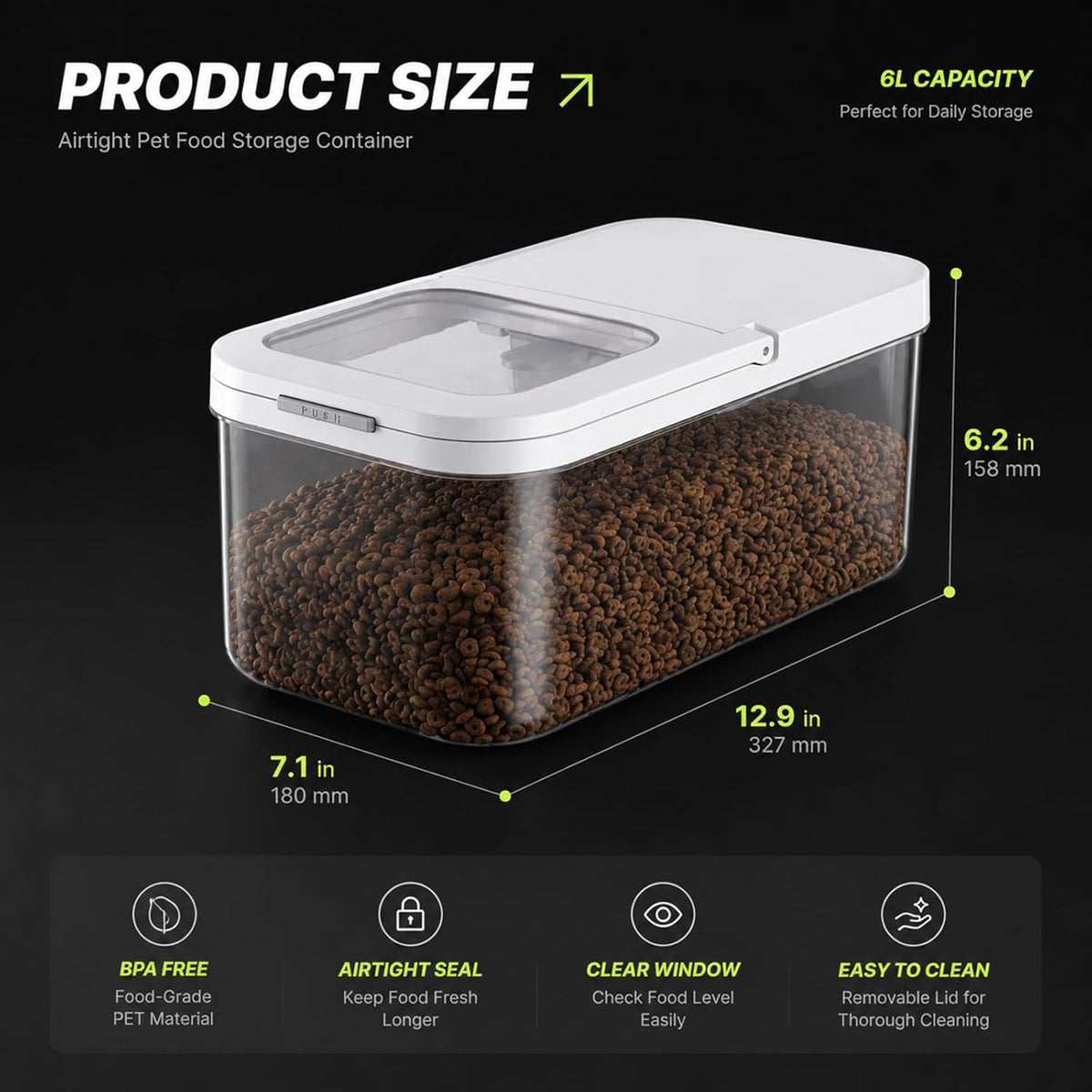 LivLab Mker Dog Food Storage Container - 6L/6KG/10LBS Pet Food Storage Containers With Lids & Scooper, BPA Free Airtight Storage Containers Store Dry Food For Kitchen Pantry