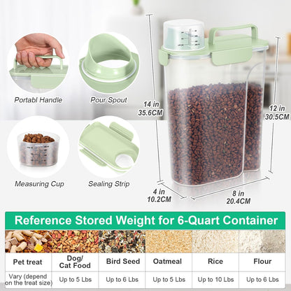TBMax Pet Food Storage Containers 2 Pack 8-10 Lbs Airtight Dog Food Container Dispenser with Large Spout & Portable Handle, Travel Dog Treat Cat Food Storage Bin Bird Seed Container