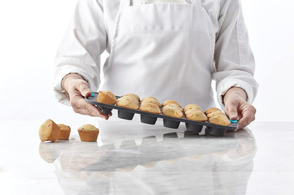 Trudeau Silicone Muffin Pan, 12 Cavities, Fuchsia (Model: 05115197KR)
