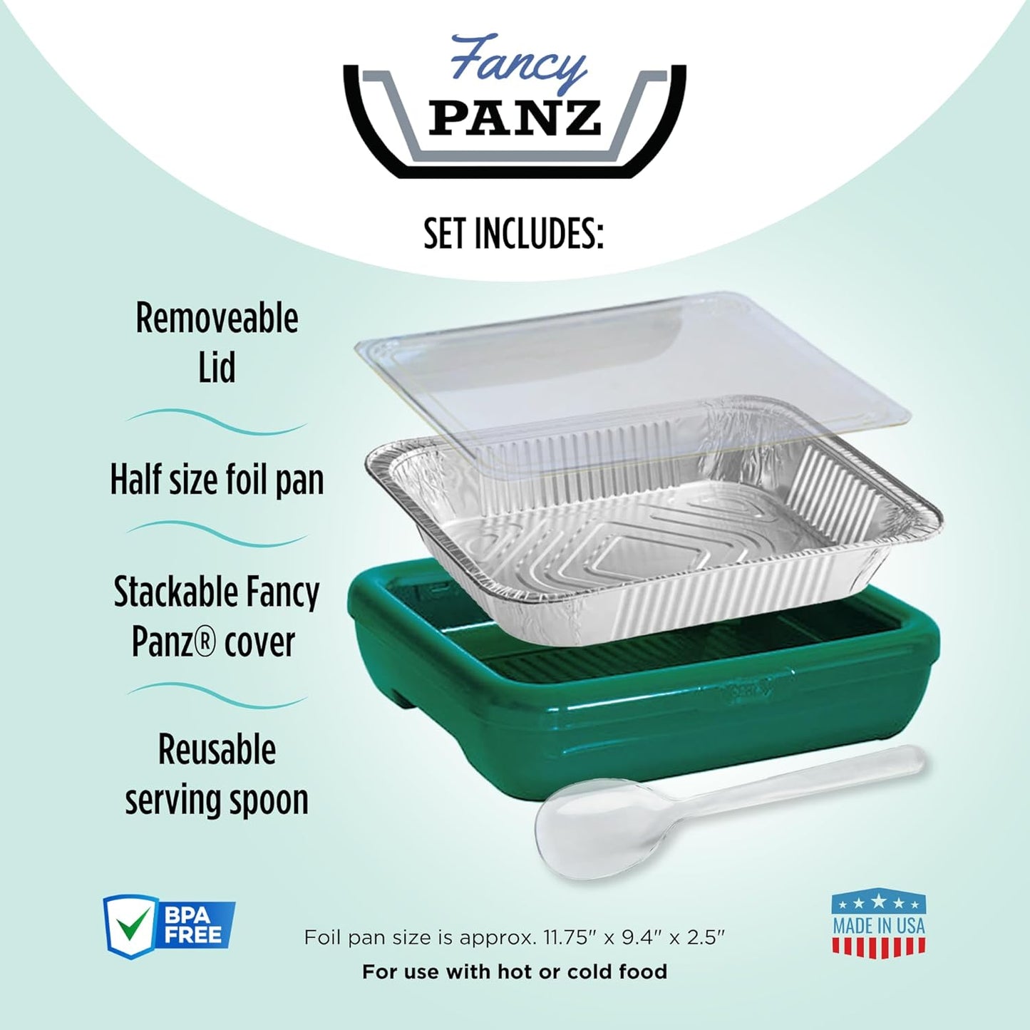 Fancy Panz Red Classic Aluminum Foil Pan Carrier with Secure Latch Lid - Reusable Casserole Carrier for Half Size Pans - Food Transport Holder for Potlucks, Parties, Tailgates & Entertaining