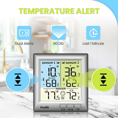 Wireless Fridge Freezer Thermometer with Alarm, 330FT Sensor
