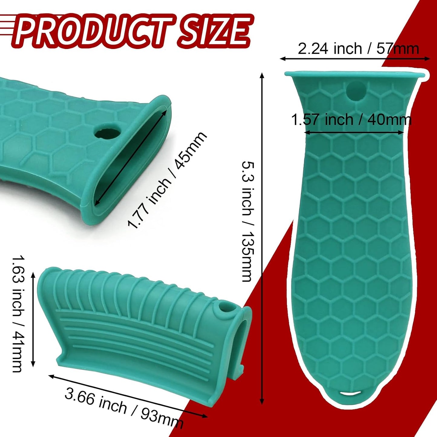 4 Pack Cast Iron Handle Covers, Heat Resistant Silicone, Black