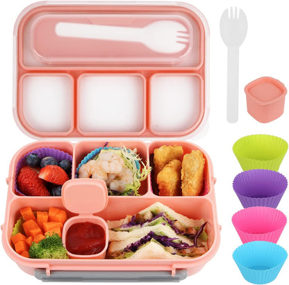 MaMix Bento Box Adult Lunch Box, Lunch Box Kids, Lunch Containers for Adults/Kids/Students,1300ML-4 Compartment Bento Box (purple)