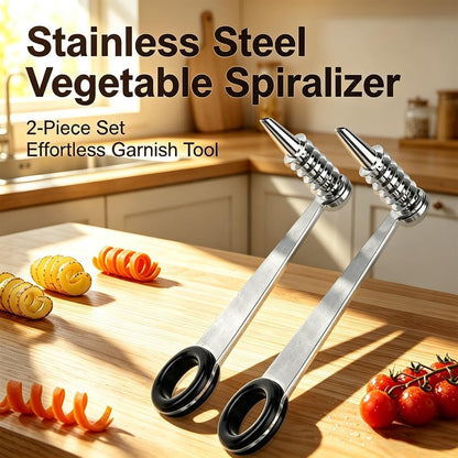 2 Pack Piranha Spiral Cutter, Stainless Steel Potatoes Spiral Cutter