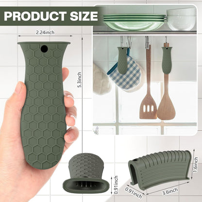 Patelai 8Pcs Silicone Cast Iron Handle Cover,Black