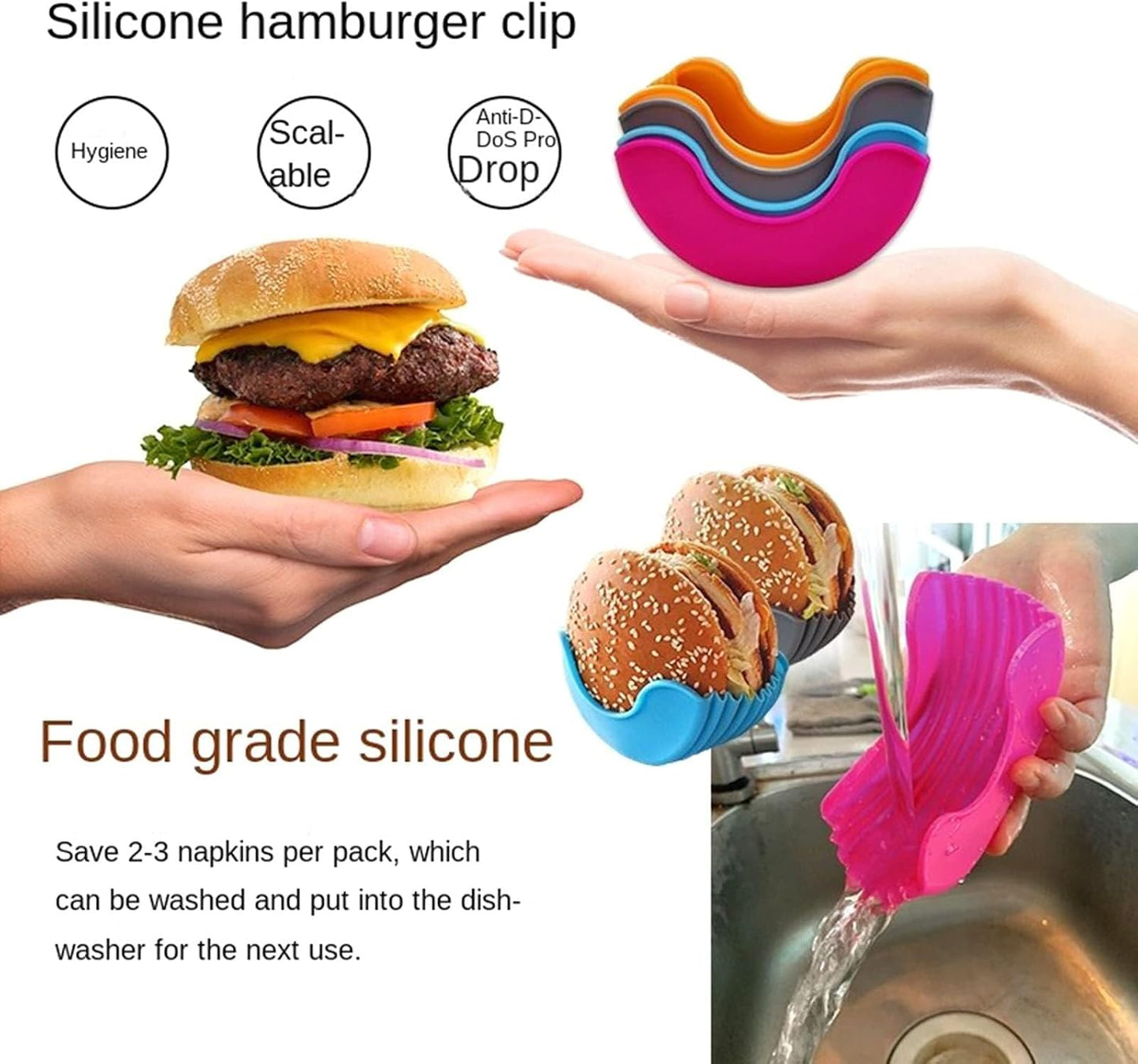 Hamburger Patty Freezer Containers with Lids, 4 Pack Silicone Burger Press Storage Trays for Freezing Ground Beef, Stackable Reusable Meal Prep Organizer
