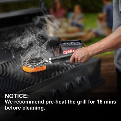 GRILLART Grill Brush [Bristle Free Pad & Wire] Combined BBQ Brush, Safe & Powerful Grill Cleaning Brush - 18" Grill Cleaner Brush Scrubber for Gas/Porcelain/Charbroil Grates – Gifts for Men/Dad