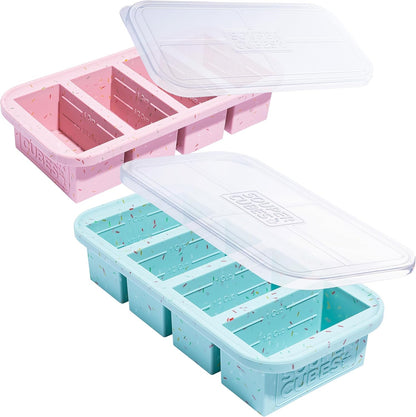 Souper Cubes 1 Cup Silicone Freezer Molds - Soup Cubes Perfect for Freezing Broth, Rice, Leftovers and More - Silicone Freezer Trays with Lids for Meal Prep - Aqua - 1-Pack