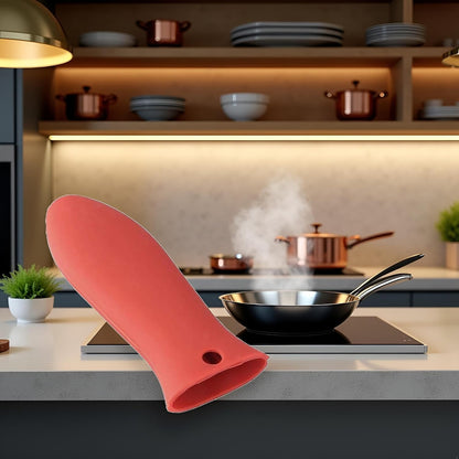 Red Heat-Resistant Silicone Hot Handle Holder Pot Sleeve Grip Handle Cover Potholder Sleeve Cookware Handles for Cast Iron, Pans, Metal Frying Pans, Skillets, Griddles Potholders and Oven Mitts