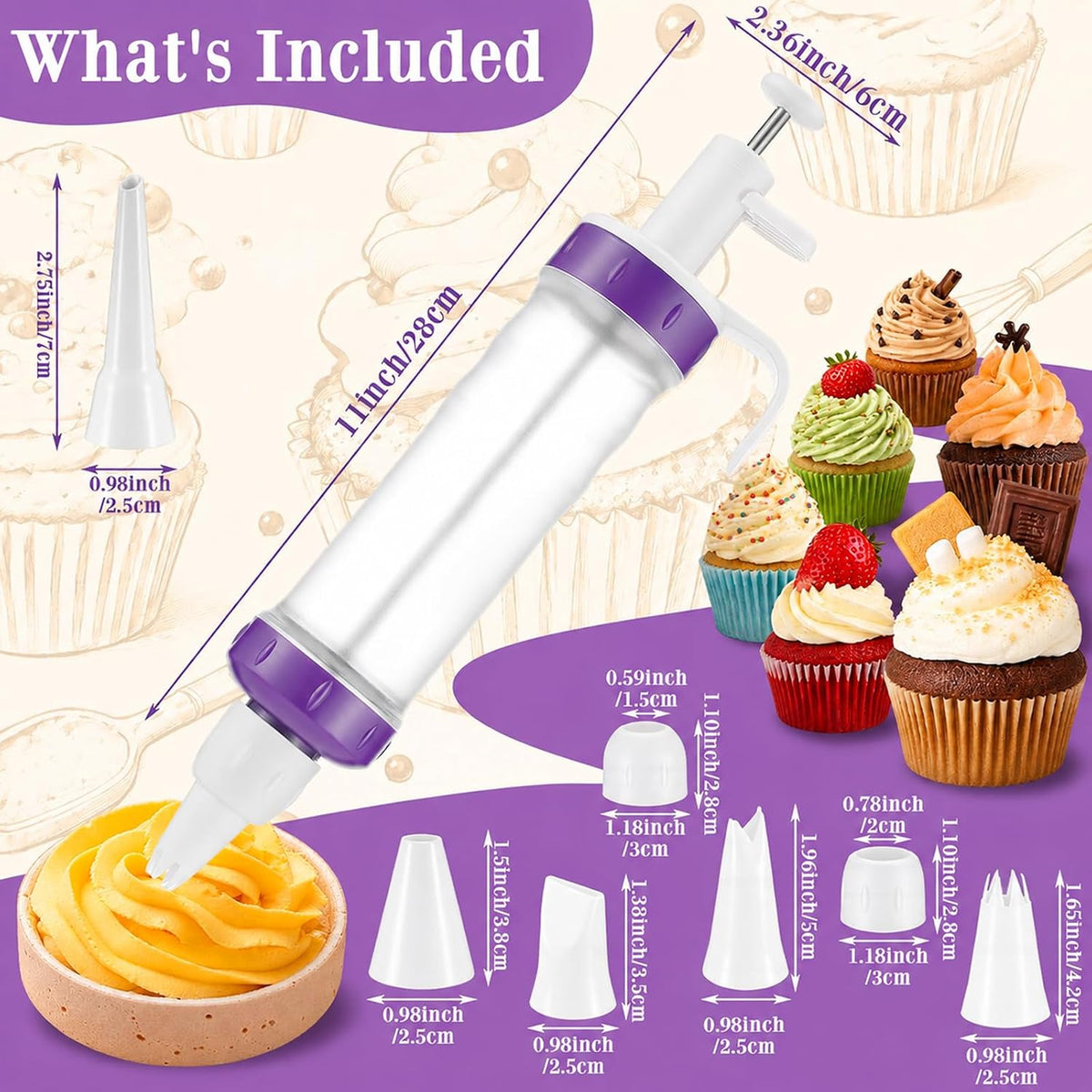 Cake Decorating Piping Kit with 7 Nozzles 3 Scrapers for Cupcake Appetizer