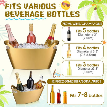 meekoo 6 Pack 6l Ice Bucket for Parties, Plastic Beverage Tub with Handles, Portable Ice Drink Bucket for Wine, Champagne, Beer, Cocktail, Large Drink Chiller for Wedding, Bar, Picnic, Pool(White)