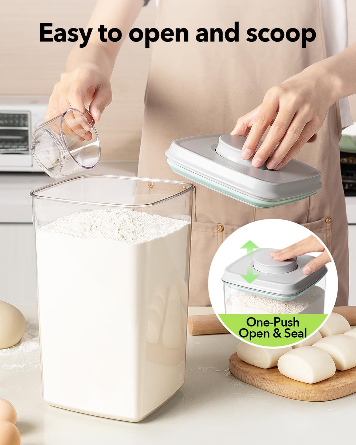 Ankou Food Storage Container Sets, 2.8 Qt *2+ 4.2 Qt *4 Airtight Canisters with Lids and 130ml Scoop, BPA-Free Plastic Pantry Containers for Flour, Sugar, Rice