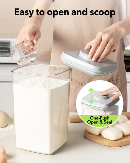 Ankou Food Storage Container Sets, 2.8 Qt *2+ 4.2 Qt *4 Airtight Canisters with Lids and 130ml Scoop, BPA-Free Plastic Pantry Containers for Flour, Sugar, Rice